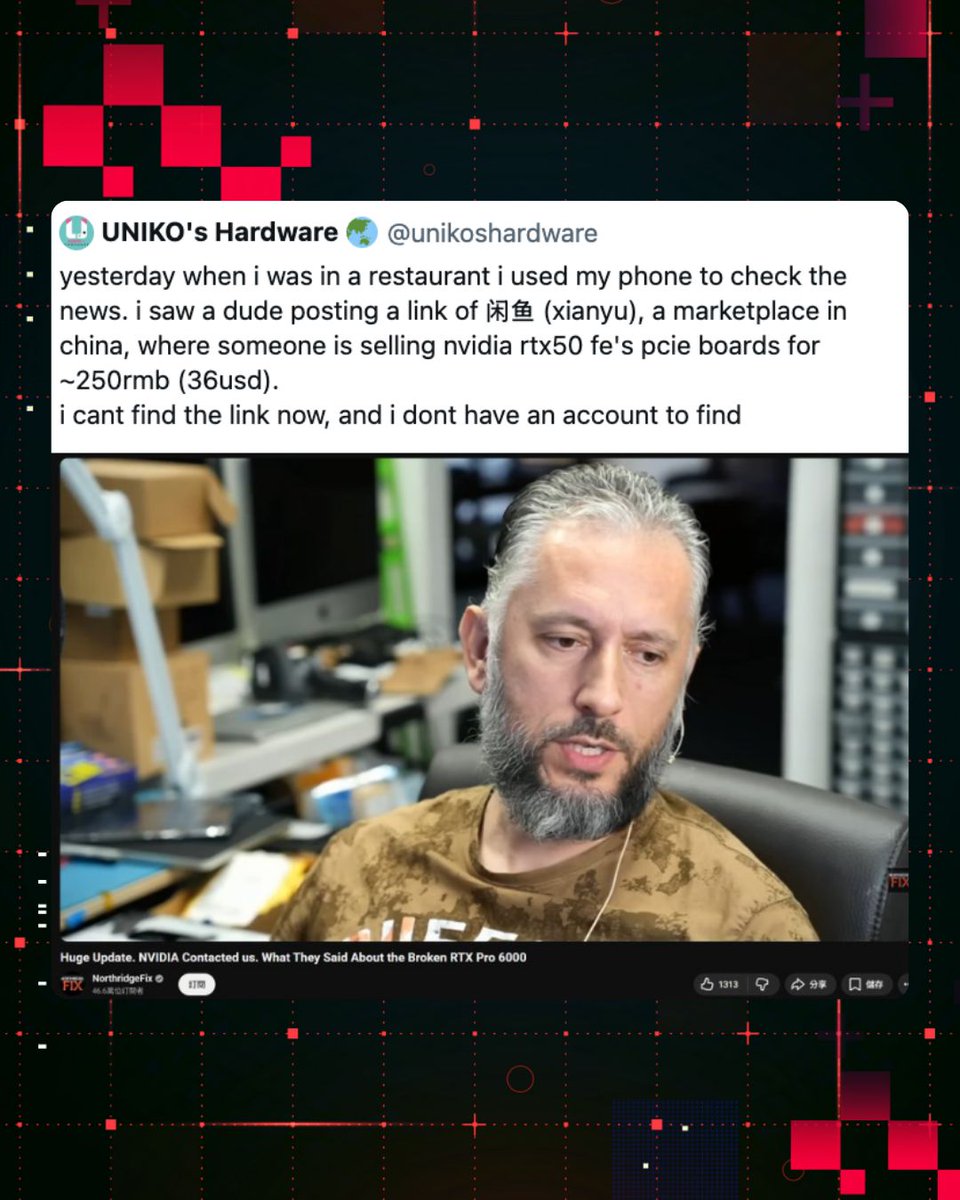 PCMag's tweet image. Good news for broken high-end Nvidia GPUs 🛠️. 

Replacement modular PCIE connectors for the RTX5090 and RTX Pro 6000 are now available from Chinese suppliers for just $25 💸.

This DIY GPU repair could spare you a lot of change. #HardwareHacks

Read more on PCMag 🔗…