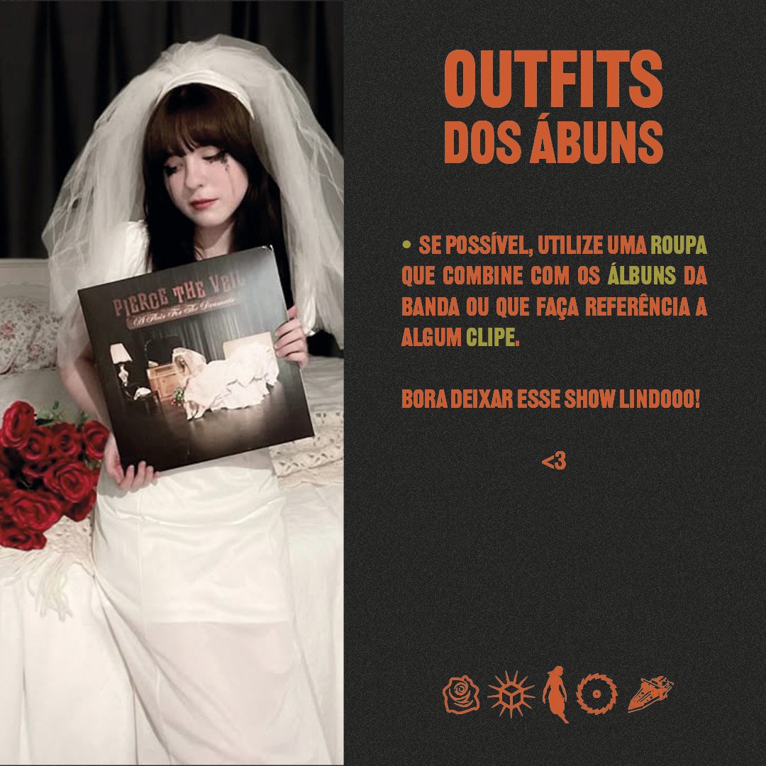 Vem ver os projetos que estão sendo organizados para os shows da Pierce The Veil no Brasil (Curitiba e São Paulo). 🖤 

Posso contar com a participação e divulgação de vocês para fazermos o show mais lindo que a banda já viu? 🫶