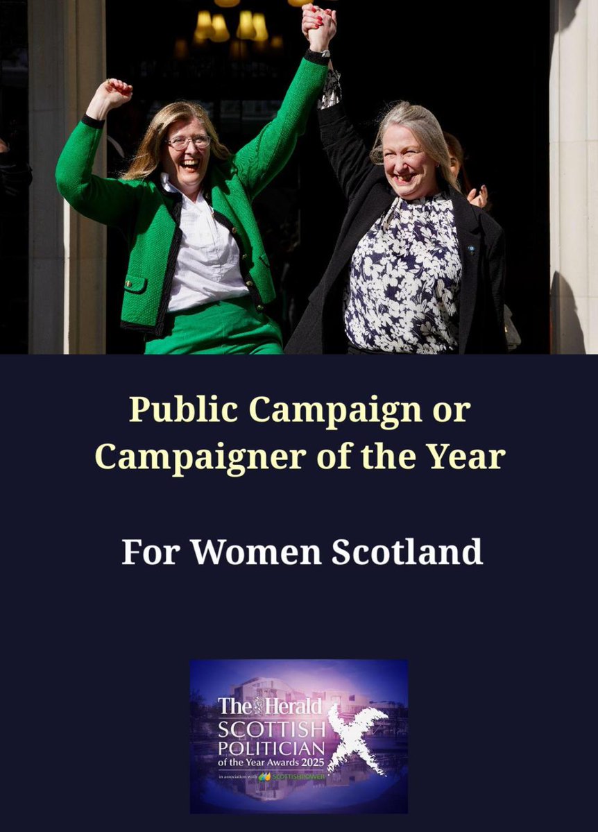 heraldscotland's tweet image. For Women Scotland wins Public Campaign or Campaigner of the Year at The Herald Scottish Politician of the Year Awards 2025, in association with ScottishPower

heraldscotland.com/news/25636102.…

#politicianawards25