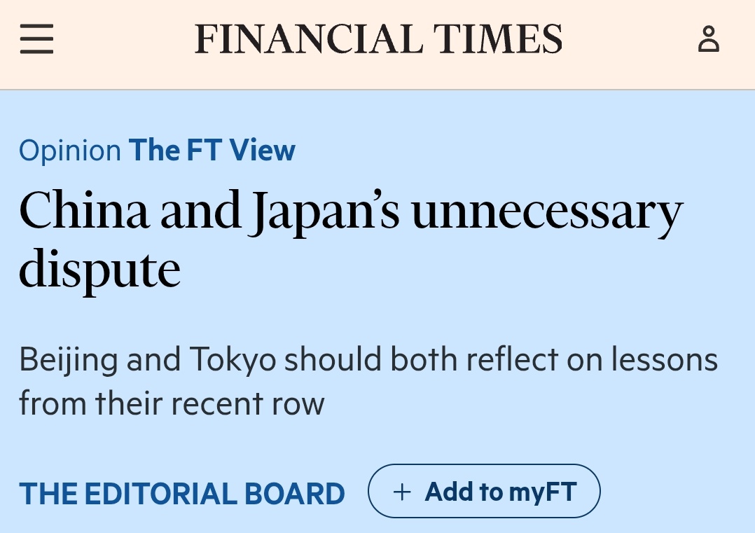 Joel_P_Atkinson's tweet image. FT editorial board: Japan, you know China&apos;s crazy, so why unnecessarily say something that you know will get a reaction?