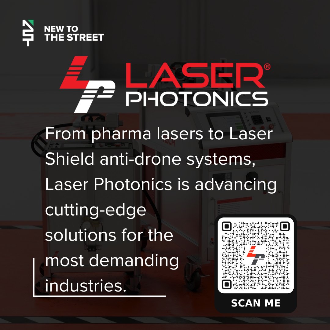 NewToTheStreet's tweet image. Laser Photonics Pushes the Boundaries of Laser Innovation 🚀

From pharma-grade laser systems to advanced Laser Shield anti-drone defense, @laserphotonics  continues to deliver cutting-edge solutions for the world’s most demanding industries. @vincemedia1 

Their technology is…