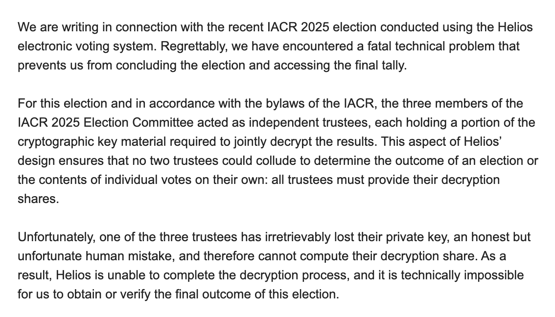 tqbf's tweet image. The funniest thing has officially happened to the International Association for Cryptologic Research.