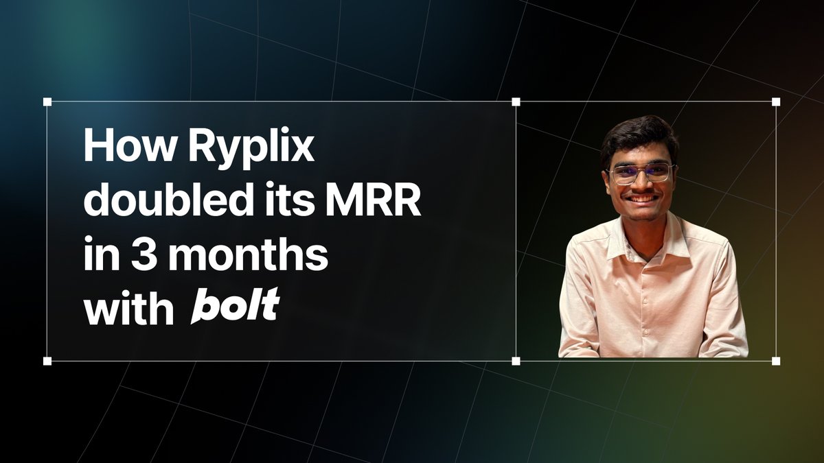 “Clients needed more trust that we understood their vision. So we started using Bolt to build prototypes faster to show them exactly how things would look.”

Learn how <a href="/DhruvalGolakiya/">Dhruval</a> and the team at Ryplix used Bolt to double their MRR in 3 months in our latest blog post.