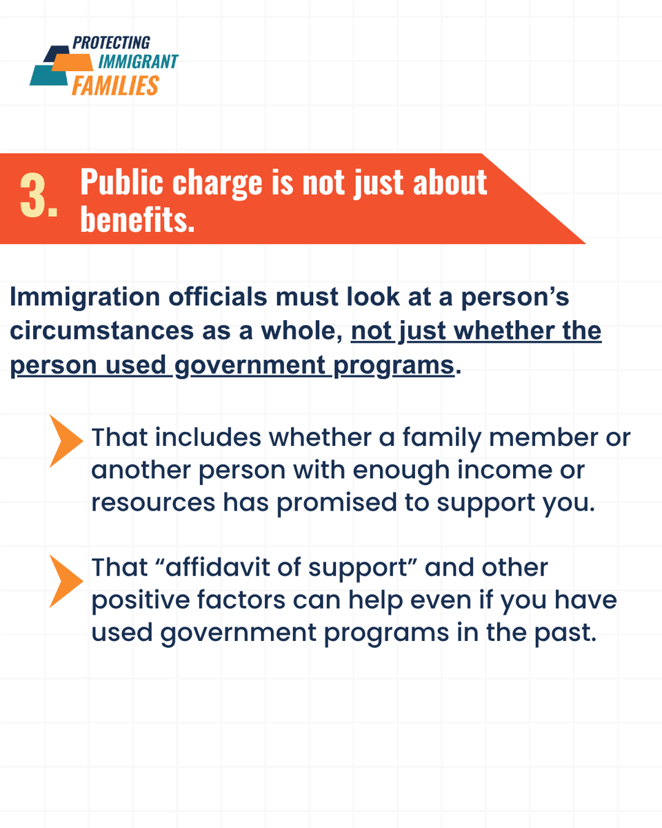 PIFCoalition's tweet image. The Trump Administration has recently proposed a change to the public charge test, but it is not in place yet. Read below for 3 important things immigrant families need to know about public charge. #ProtectFamilies