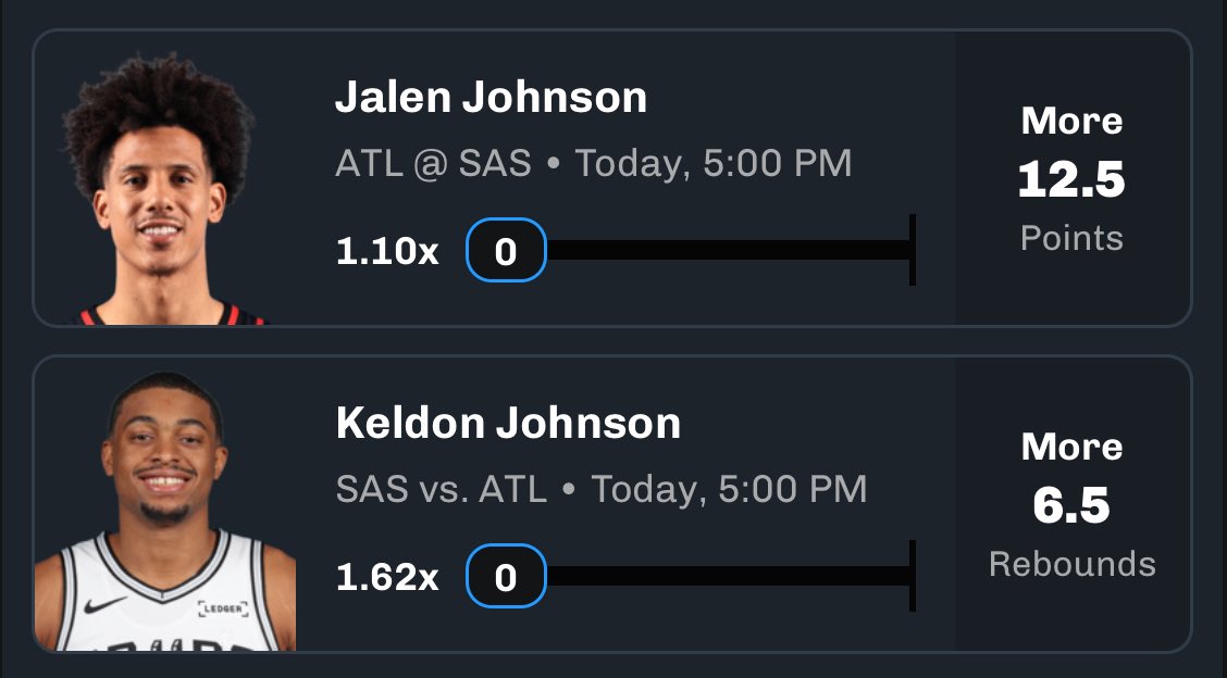 MailManLockz's tweet photo. Chalkboard NBA POTD📫

Jalen Johnson ⬆️ 12.5 Points
Keldon Johnson ⬆️ 6.5 Rebounds

Who's tailing❤️

Code MAILMAN on @ChalkboardHQ for 100% Deposit Match + A FREE SQUARE https://t.co/pHFaNy2efU