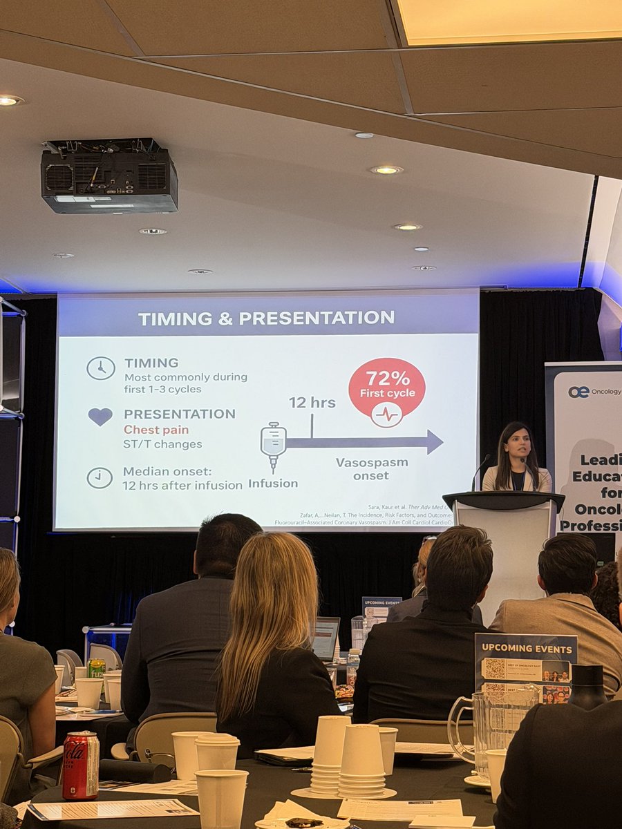 drchrisyu's tweet image. Ending day 1 of @CCardiacON 2025 by discussing everyday clinical #cardioonc challenges. 5-FU vasospasm, anti coagulation management in hematological malignancies &amp;amp; LV Dysfn during cancer therapy @AZafar_MD Dr Karine Ronan, Dr Ian Paterson &amp;amp; Dr Kai Wu