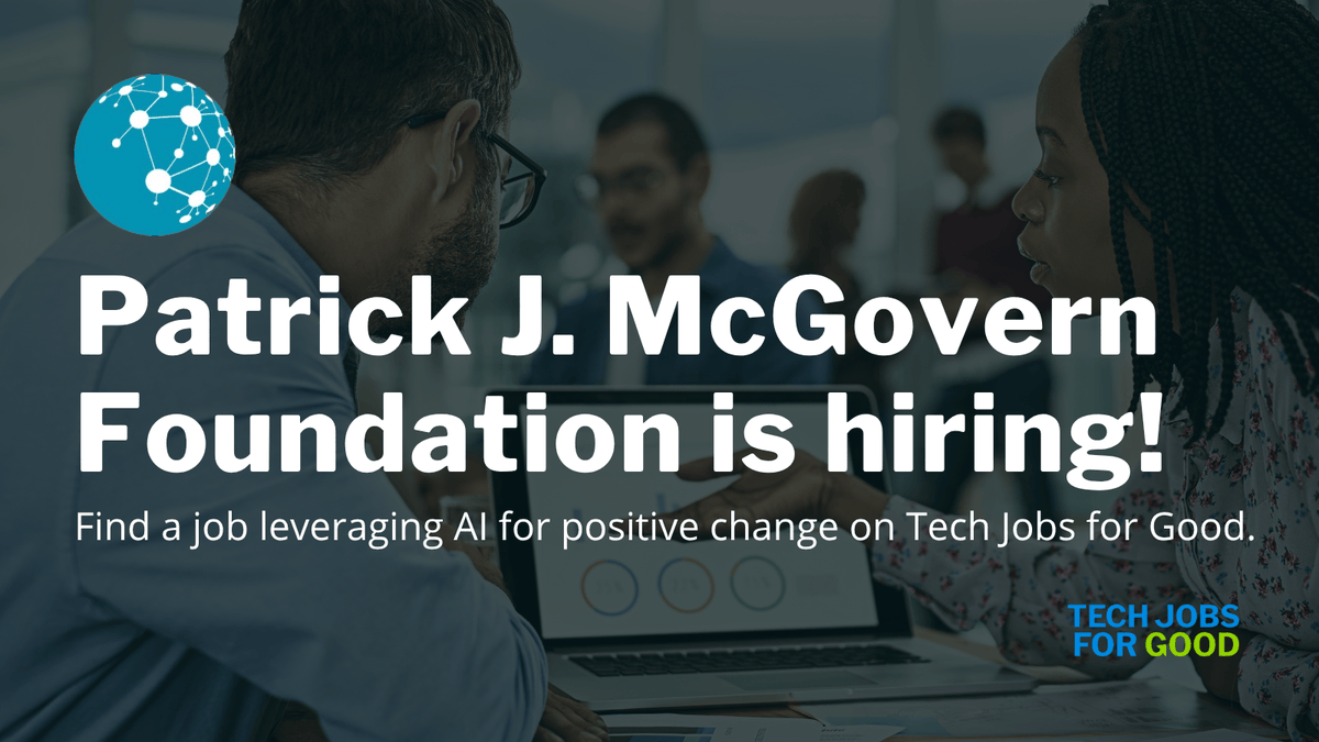 TechJobsforGood's tweet image. Advance artificial intelligence and data science solutions to create a thriving, equitable, and sustainable future for all! The Patrick J McGovern Foundation is hiring!

Role: Full Stack Developer
Location: Remote (US)
Learn more 👉 techjobsforgood.com/companies/patr…

#TechForGood #TechJobs