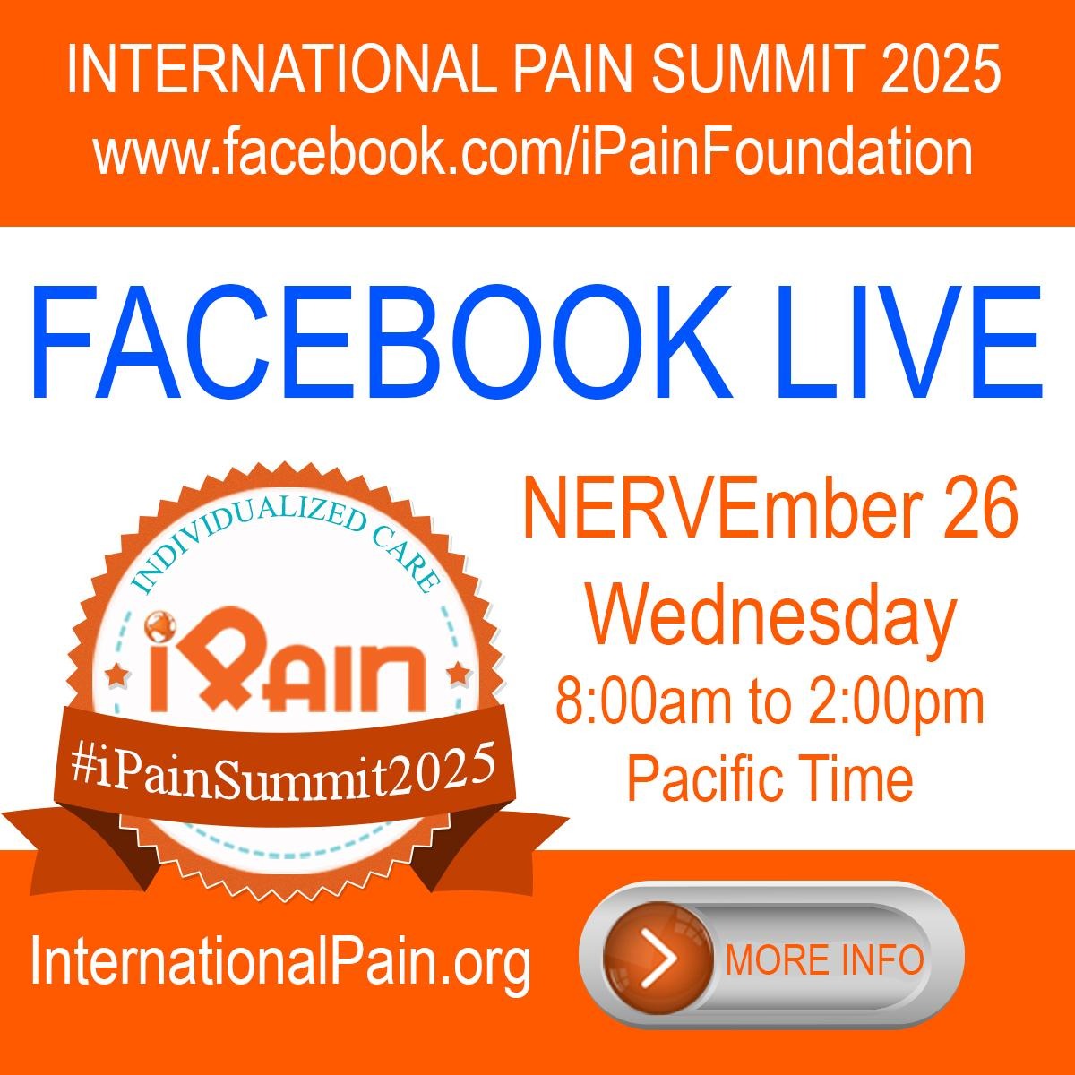 iPainOfficial's tweet photo. #iPainSummit - Wed, #NERVEmber 26, 2025. Tune in on FB or YouTube to watch this year's iPain Summit! Great topics and presenters! Hosted by Barby Ingle and Ken Taylor! #LIVE https://t.co/3VkMITii5a