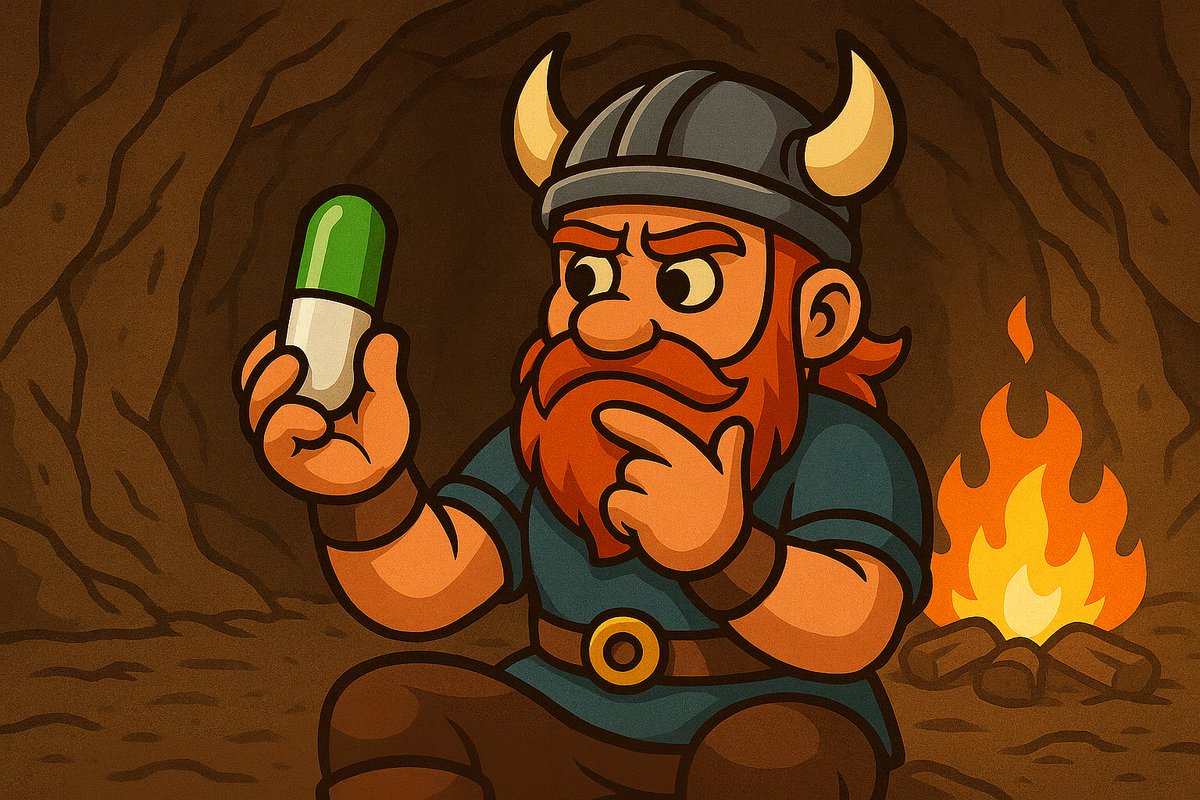 MWARSsol's tweet photo. The Viking retreats to his cave…

Thinking. Studying. Preparing.

With the green &amp; white pill in hand, he plans the next move for $MWARS.

Strategy before battle. Discipline before victory. ⚔️

#MWARS #MemeWars #Solana #PumpFun https://t.co/p32w57IJlO