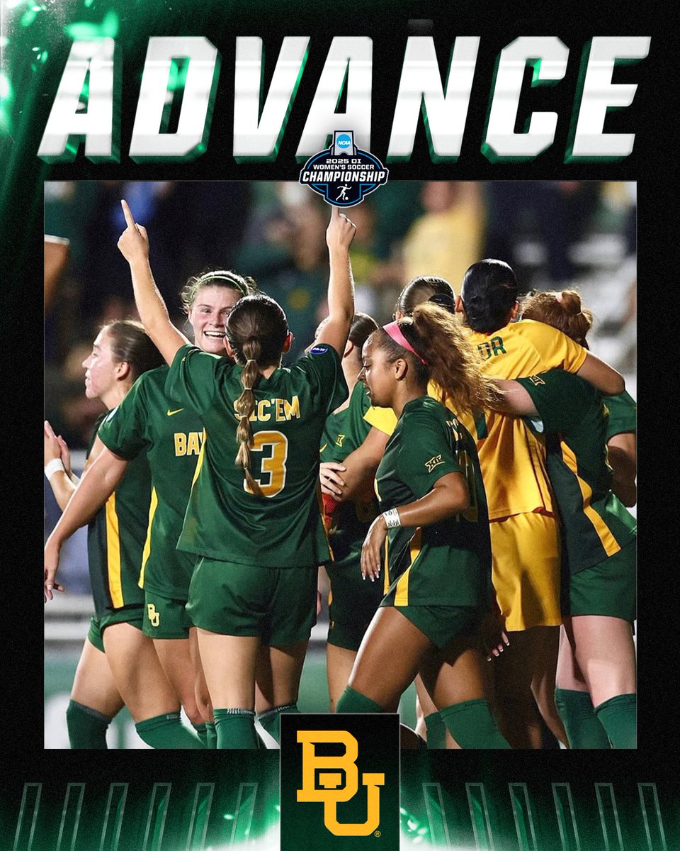 NCAASoccer's tweet photo. BAYLOR KEEPS DANCIN’ 🐻

(5) @BaylorFutbol defeats (4) Wisconsin, 1-0, to advance to the next round of the 2025 @NCAA DI Women’s Soccer Tournament.

#NCAASoccer https://t.co/Y4qCK0phl1