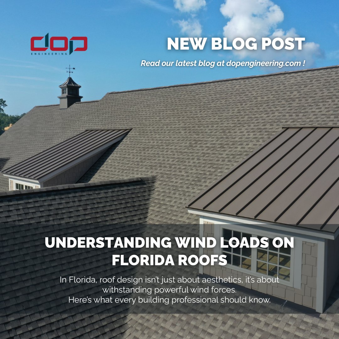 DOP_Engineering's tweet photo. Florida roofs face some of the strongest winds in the country 🌪️

Each roof shape handles storms differently, and knowing those wind forces is key to safer design.

Our new blog, Understanding Wind Loads on Florida Roofs (Part 1), explains how roof geometry affects performance. https://t.co/O1IcQFGgyZ