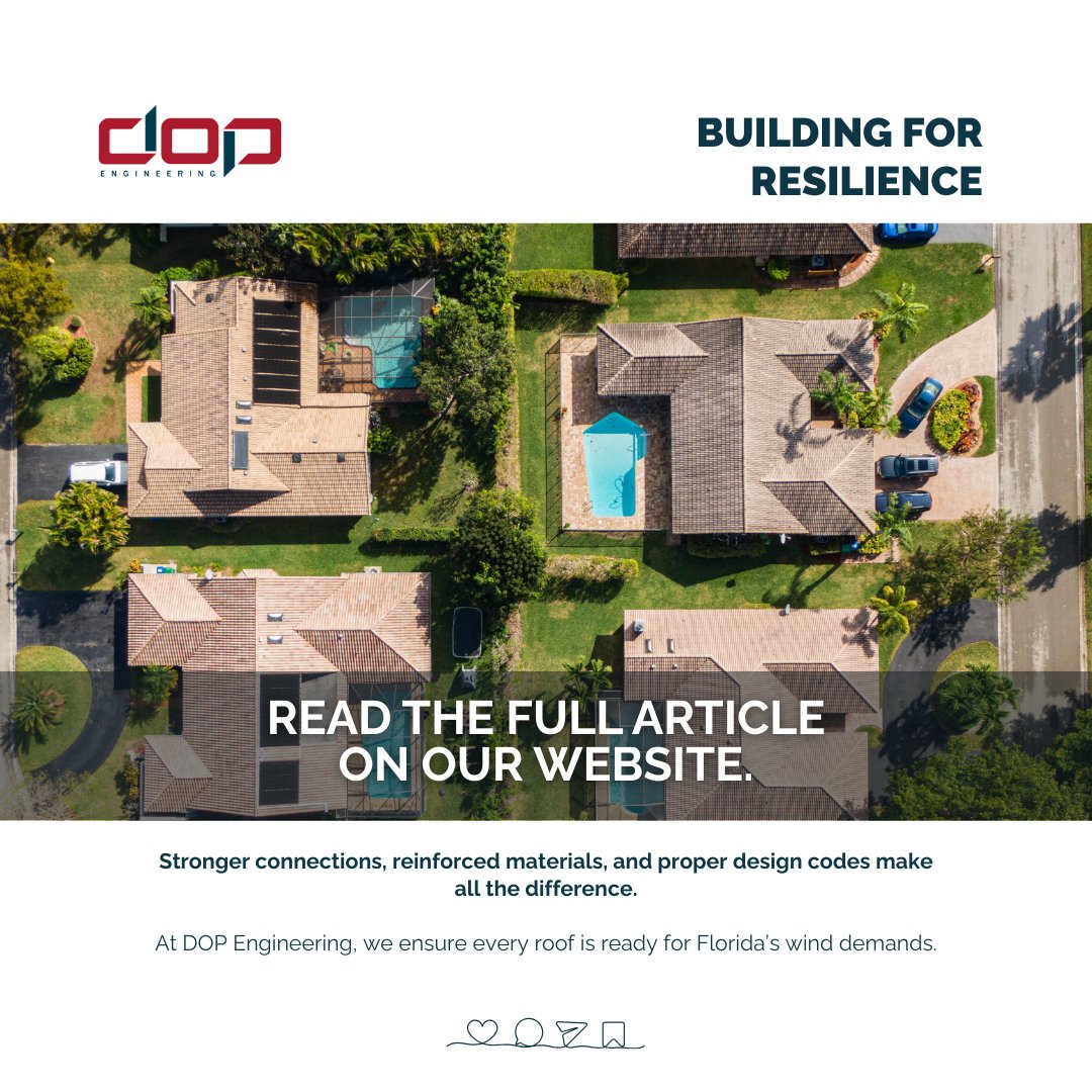 DOP_Engineering's tweet photo. Florida roofs face some of the strongest winds in the country 🌪️

Each roof shape handles storms differently, and knowing those wind forces is key to safer design.

Our new blog, Understanding Wind Loads on Florida Roofs (Part 1), explains how roof geometry affects performance. https://t.co/O1IcQFGgyZ