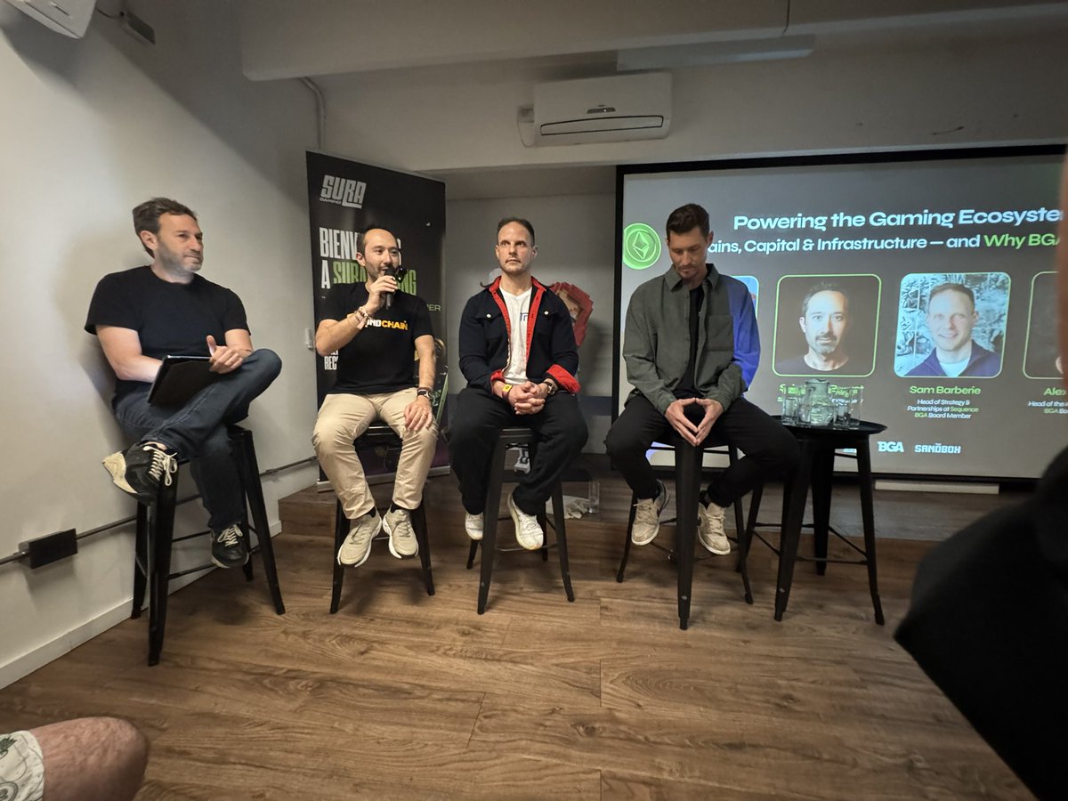scytaledigital's tweet image. Day #? At @EFDevconnect. 

Front row seats for this giga-brain gaming panel by @BGameAlliance 🕹️.