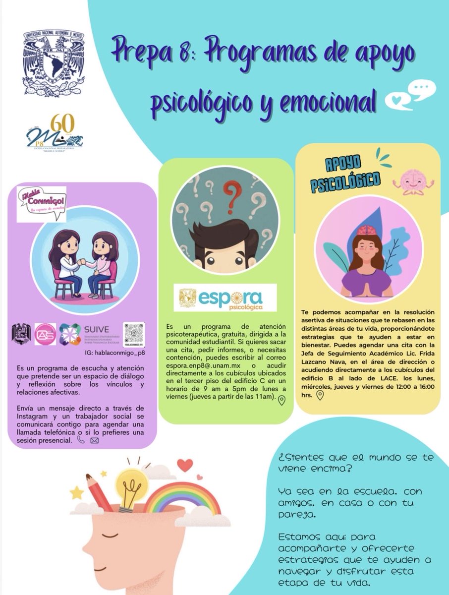 Prepa 8: Programas de apoyo psicológico y emocional #comunidadunam #unam #enp8 #apoyopsicológico #apoyoemocional
