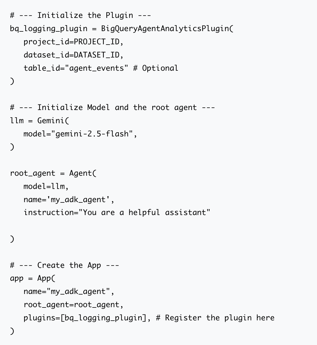 ShoheyOkada's tweet image. ADK でユーザと Agent とのやり取りを簡単に BigQuery に Export できるようになった。これにより Agent の利用についての可視化や分析を BigQuery で簡単に始めることができる。
plugin に bq_logging_plugin を指定するだけで実装可能なのもよい。 #ADK #BigQuery