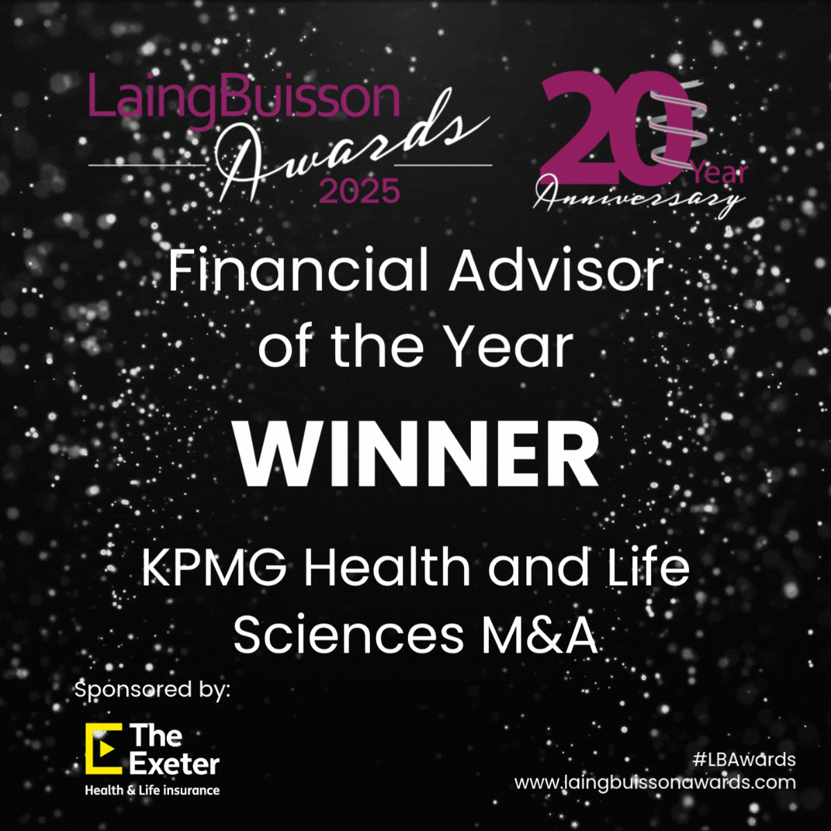 PHCI_LB's tweet image. Congratulations to @kpmguk for winning the Financial Advisor of the Year Award.

They combine global expertise, innovative technology, strong market results, and meaningful community impact through its Marie Curie partnership.

This award is sponsored by @_TheExeter. #LBAwards