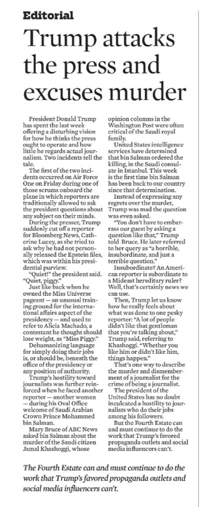 This morning even before Trump publicly expressed homicidal ideation the Orange County Register published this editorial about the topic (tap to see). He’s now telling his followers to murder his opponents. Congress must impeach and remove this psychopath.