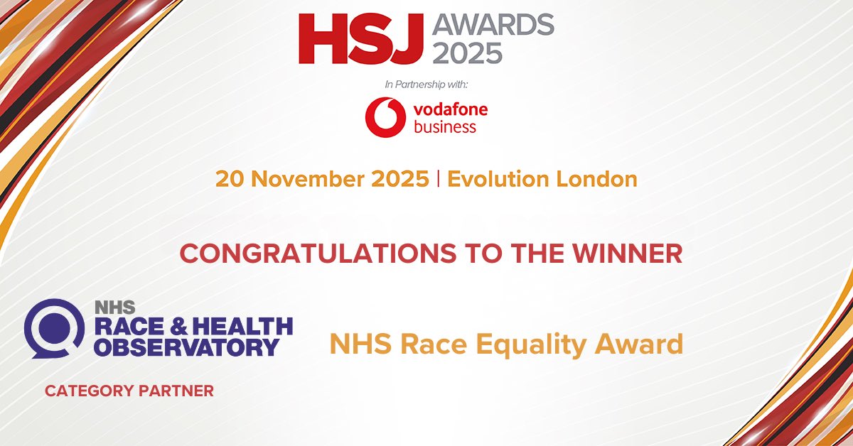 We’re delighted to be sponsoring the  <a href="/HSJ_Awards/">HSJ Awards</a> 2025 NHS Race Equality Award. Congratulations to this year’s winner <a href="/brownlowcentral/">Brownlow Health Central</a> for demonstrating strong reach and meaningful involvement across NHS, social care and community organisations. Huge congratulations!