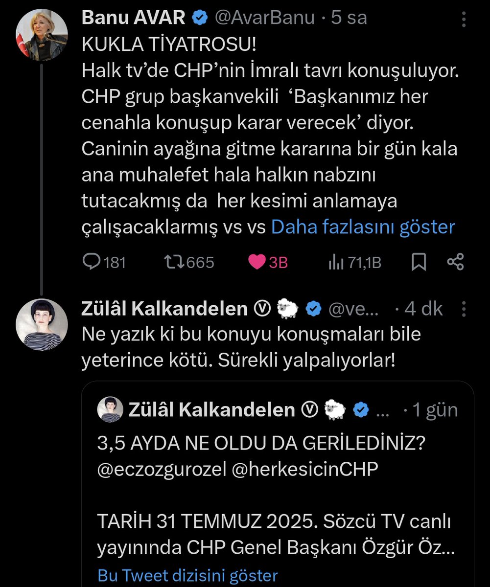 cvKuvva's tweet image. Ülkemin sevgili aydınları...

Her zaman isabetli tespitler yapıyorsunuz. Olayları doğru ve net şekilde okuyorsunuz.

Ancak iş aksiyoner bir çözüme gelince, ortak hareket etmeye gelince zahmet edip bi rt bile yapmıyorsunuz. 

@AvarBanu @veganzulal @cengizozakinci @cemgurdeniznet