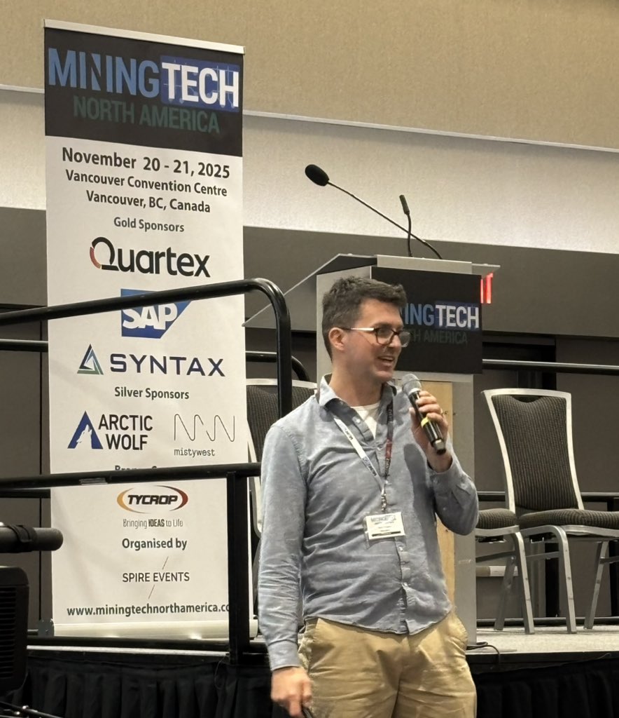 MiningTech1's tweet image. Learning from Taylor Cooper on lessons from deploying emerging technologies in the field at MiningTech North America Conference &amp;amp; Expo in Vancouver 🇨🇦