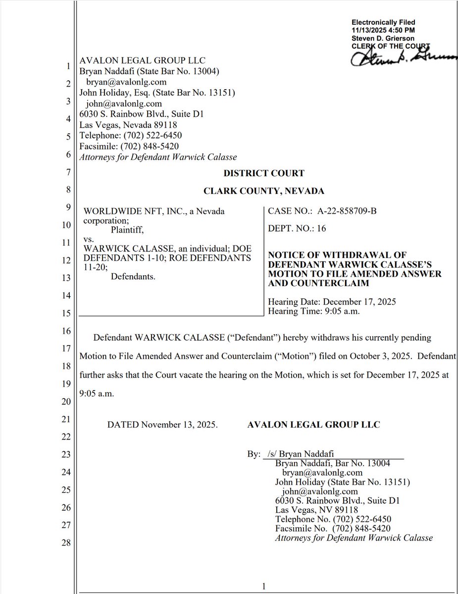 It is officially over. Calasse is history.  $WNFT