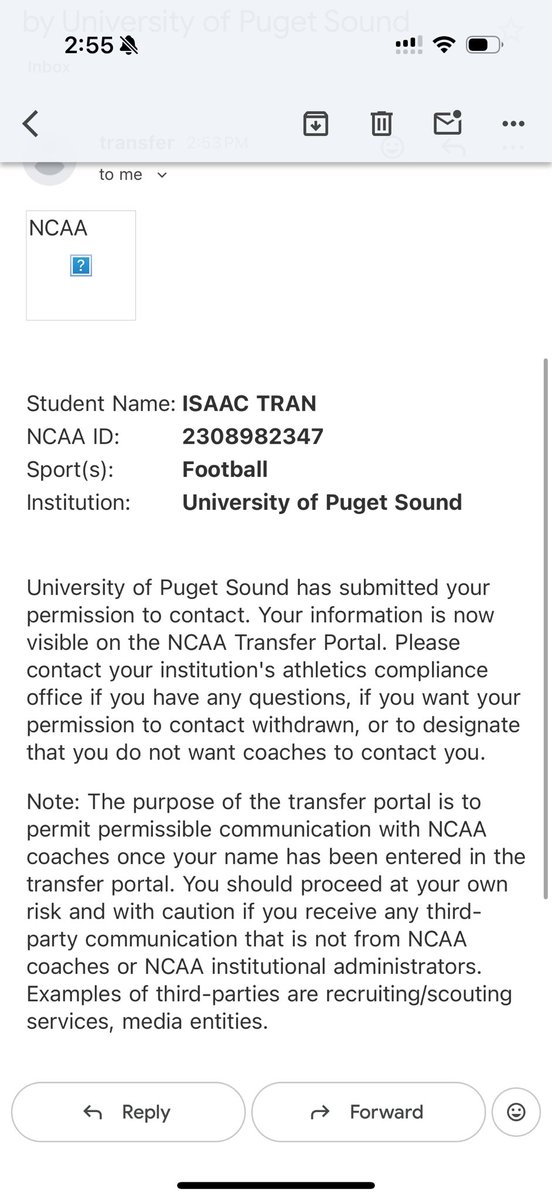 isaac_tran5's tweet image. Thankful for the opportunity that the coaches gave me at UPS, with that being said I’ll be entering the transfer portal with 1 year of eligibility + a redshirt year