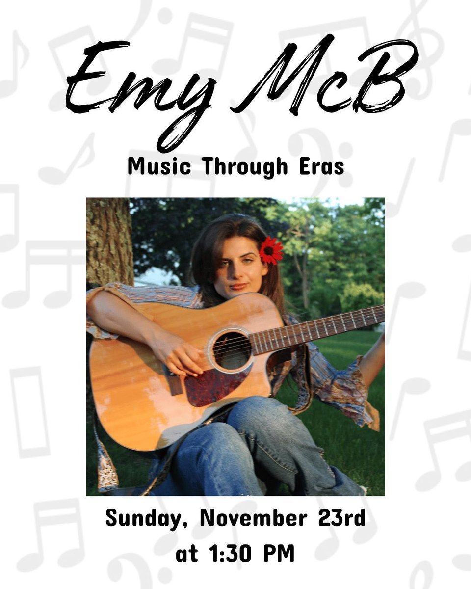 NSPLibrary's tweet image. IN PERSON CONCERT
Emy McB: Music Through Eras
11.23.25 1:30PM
Join local singer/songwriter Emy McB as she puts a folky twist on your favorite songs from all genres &amp;amp; generations.
buff.ly/XMqhWu5