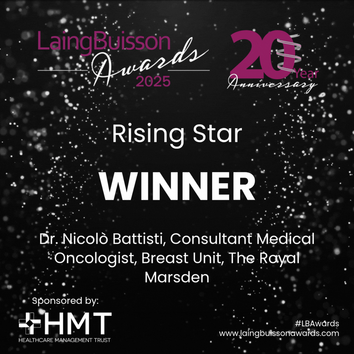 PHCI_LB's tweet image. Congratulations to Dr. Nicolò Battisti, @royalmarsdenNHS, for winning the Rising Star Award. 

He has transformed cancer care for older adults with patient-centred innovation, strong outcomes, and national &amp;amp; international leadership.

Sponsored by @HmtHealthcare. #LBAwards