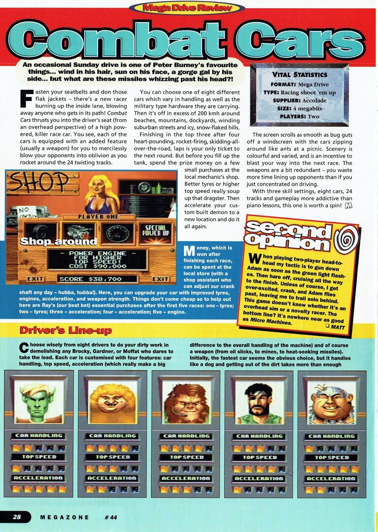 SEGA Megazone #44, Oct '94 - 'Combat Cars' review for the SEGA Mega Drive.
 ift.tt/vK9Ia7Z