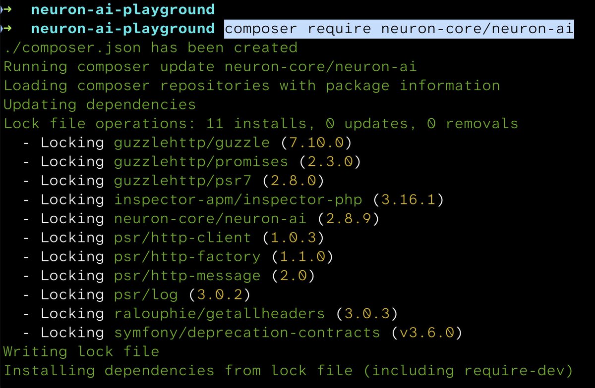 RmeetsH's tweet image. What&apos;s the first thing you do when you get home after a fantastic day at Laravelday?

#laravelday #neuronai @neuronai_php @LaravelDayIt 

`composer require neuron-core/neuron-ai`