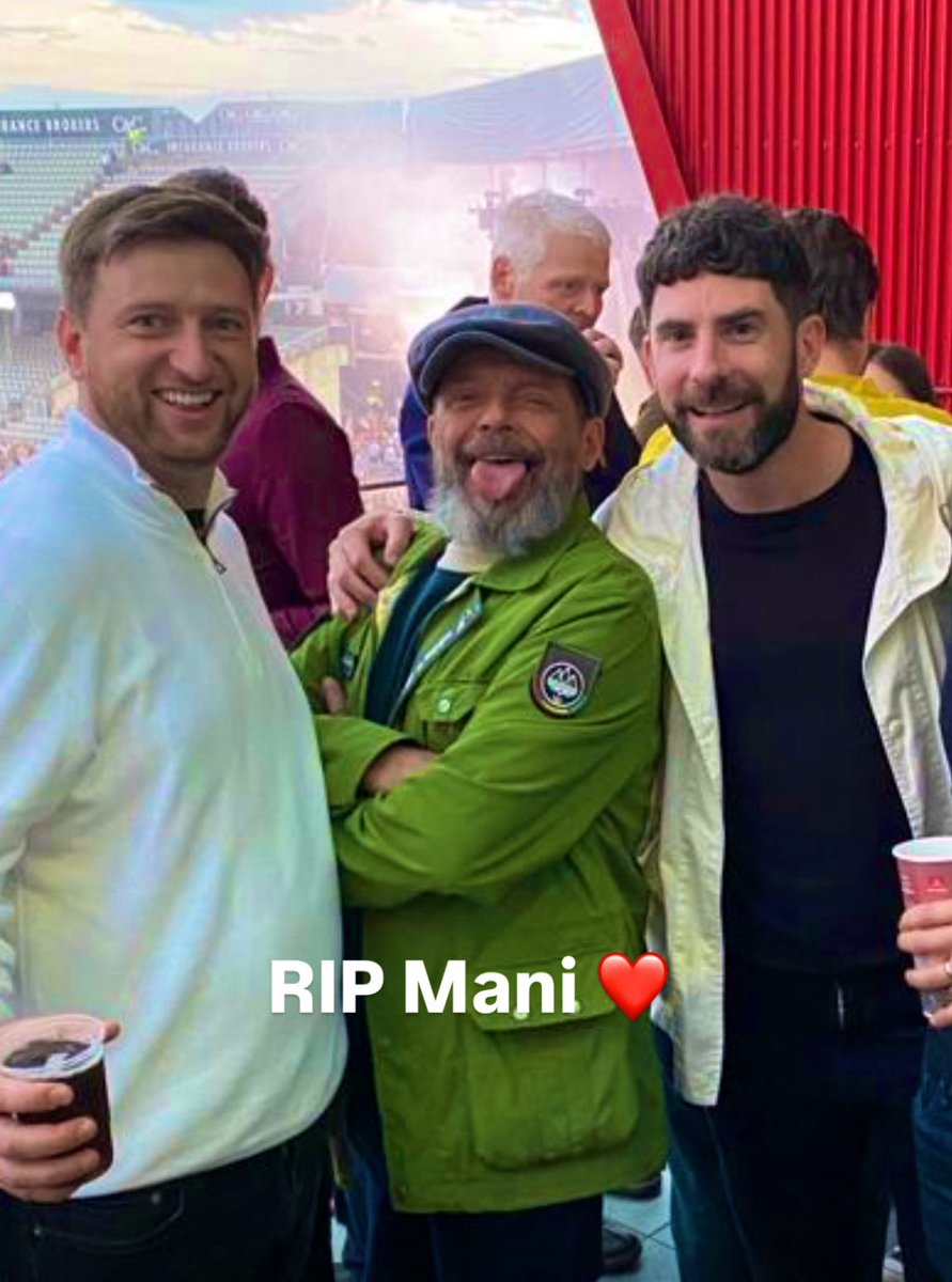 simonshandy99's tweet photo. A true Mancunian legend and all round beautiful human being! RIP Mani ❤️ #mani https://t.co/q8PYSjZOyk
