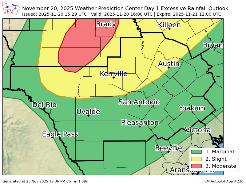 ScannerAtx's tweet image. WPC issues Day 1 Moderate Risk Excessive Rainfall Outlook at Nov 20, 15:29z for EWX wpc.ncep.noaa.gov/qpf/excessive_…