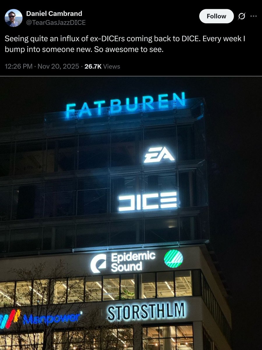 Former DICE devs are coming back to the studio.