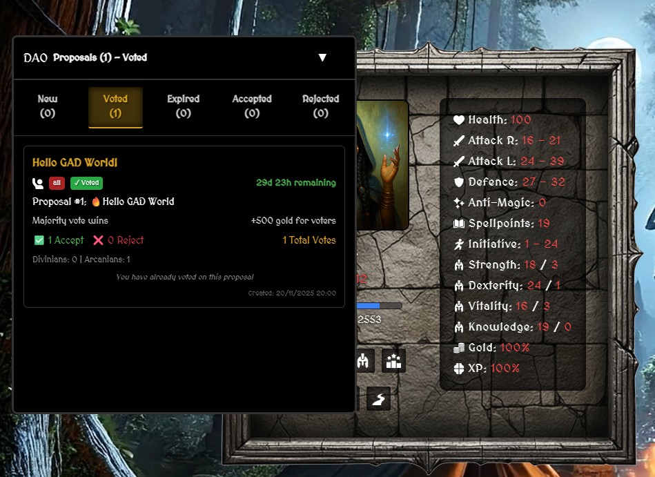 ⚔️ NEW UPGRADE: DAO! ⚔️

🔥Vote for the game’s future!
💰Earn rewards for every vote you cast!

 GAD: icmfn-maaaa-aaaal-asmwq-cai.icp0.io  

💀 #GAD #ICP $ICP #Web3Gaming #PlayToEarn