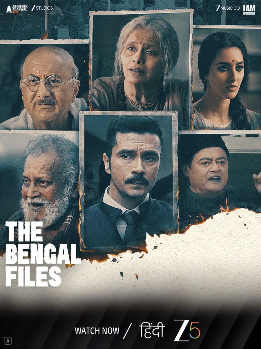 ZEE5India's tweet image. Decades of silence is about to break! Now, the world will witness the history they tried to erase. 

#TheBengalFiles streaming now, only on #ZEE5

#TheBengalFilesOnZEE5
