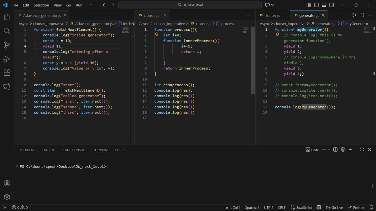 nigam75787's tweet image. Today I explored async/await, generators, “await hell,” and Promise.all in JavaScript. Feeling more confident handling async code now! 🚀 #JavaScript #AsyncAwait #WebDevelopment