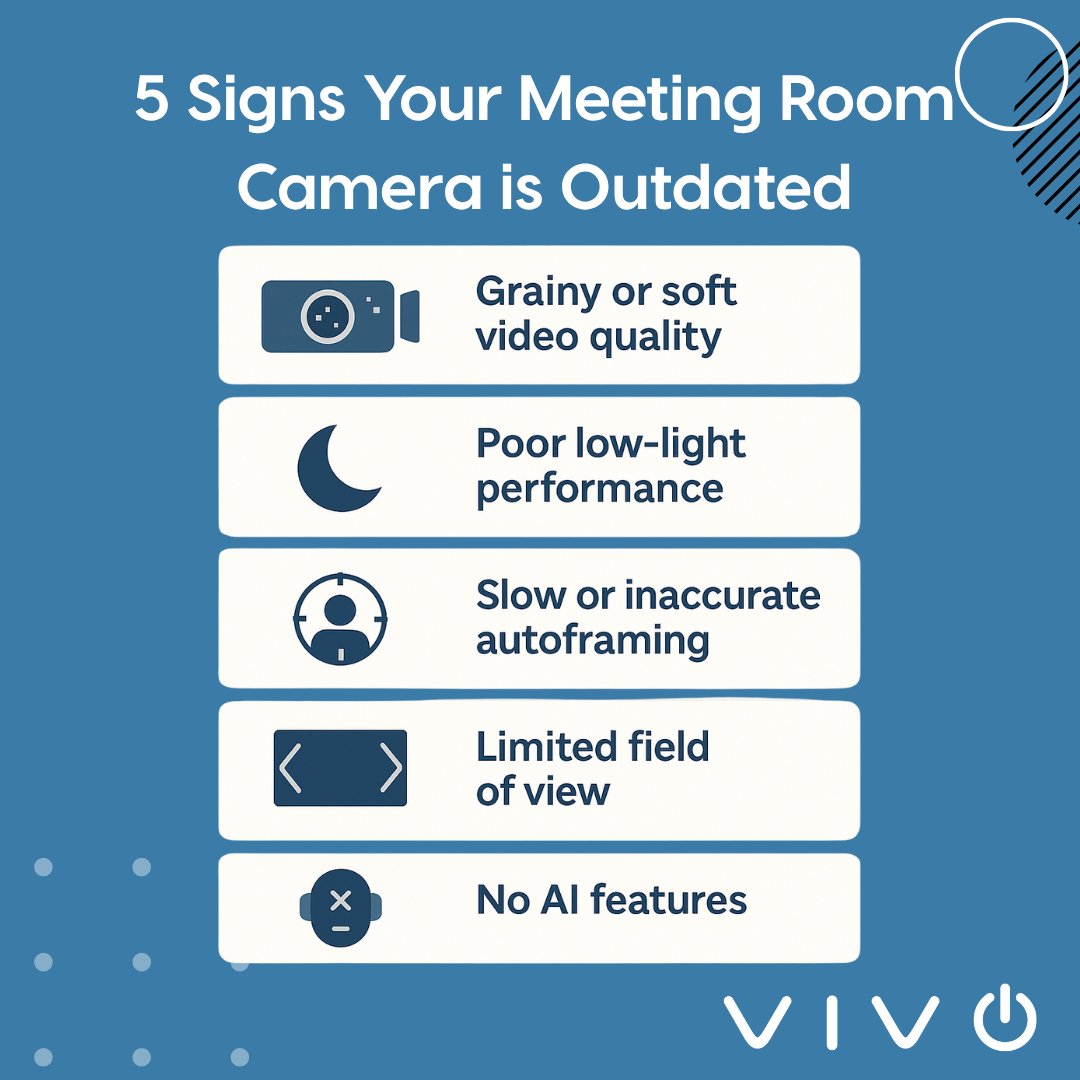 vvocomm's tweet image. 🎥 5 signs your meeting room camera is outdated:

1️⃣ Grainy video
2️⃣ Bad low-light performance
3️⃣ Slow framing
4️⃣ Narrow field of view
5️⃣ No AI features

💡 Clearer video = better meetings.
👉 hubs.la/Q03TV3F-0

#AVSolutions #VideoConferencing #VivoTechnologies