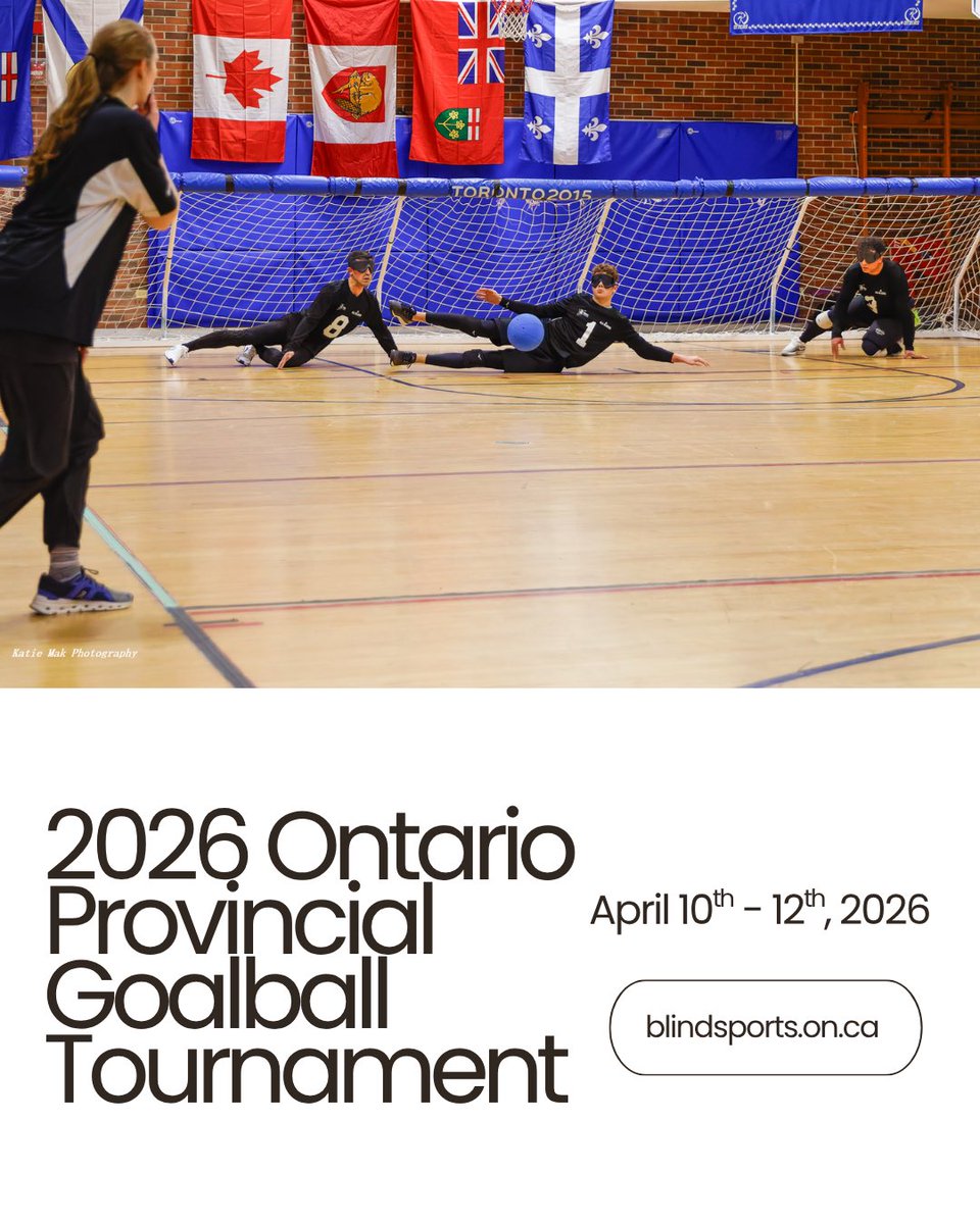 JUST DROPPED 

2026 Ontario Provincial Goalball Tournament 

Mark your calendars April 10th - April 12th, 2026 

Location: W. Ross Macdonald School in Brantford

Registration Fees: $100 per athlete 

Contact Richard Amelard for registration and waiver forms