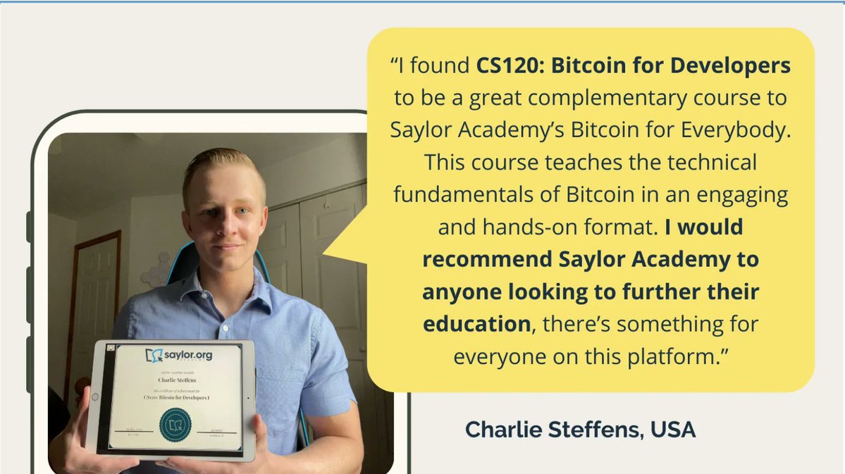 saylordotorg's tweet image. Our ₿itcoin for Developers course built by @hmichellerose of @lightning &amp;amp; @VelasCommerce in conjunction with @aantonop is not only free, but it&apos;s chock full of actionable learning opportunities that can put you in position to help build the future!⚡️
👉sylr.org/BTC4DEVS
