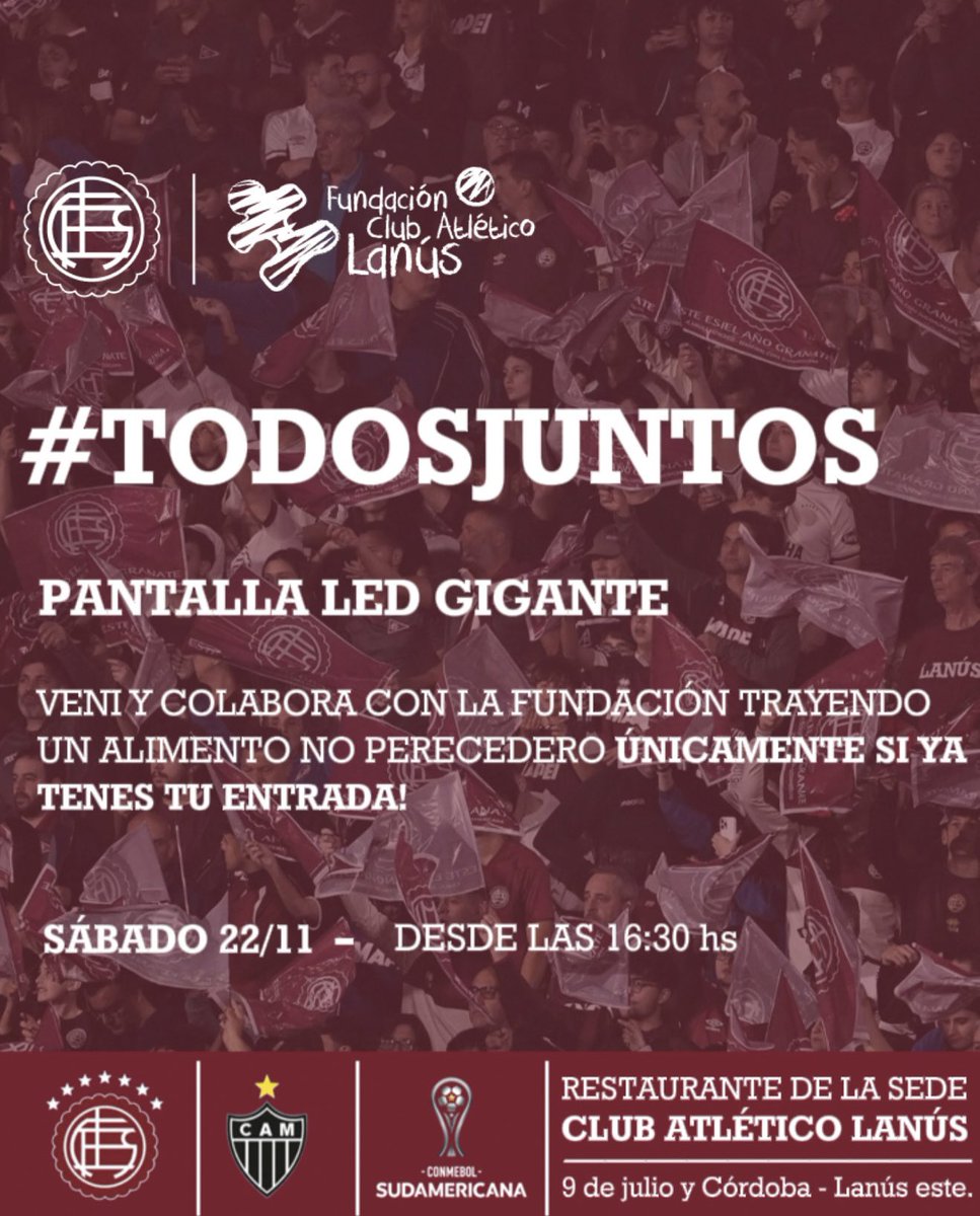 Este sábado es la gran final! 🏆
Si ya tenés tu reserva, podés colaborar con nosotros.
Trae un alimento no perecedero cuando vengas a ver el partido.
Te esperamos!🇱🇻

‼️Nosotros no hacemos la reserva del lugar. El alimento es opcional para quienes ya tienen confirmada la reserva.