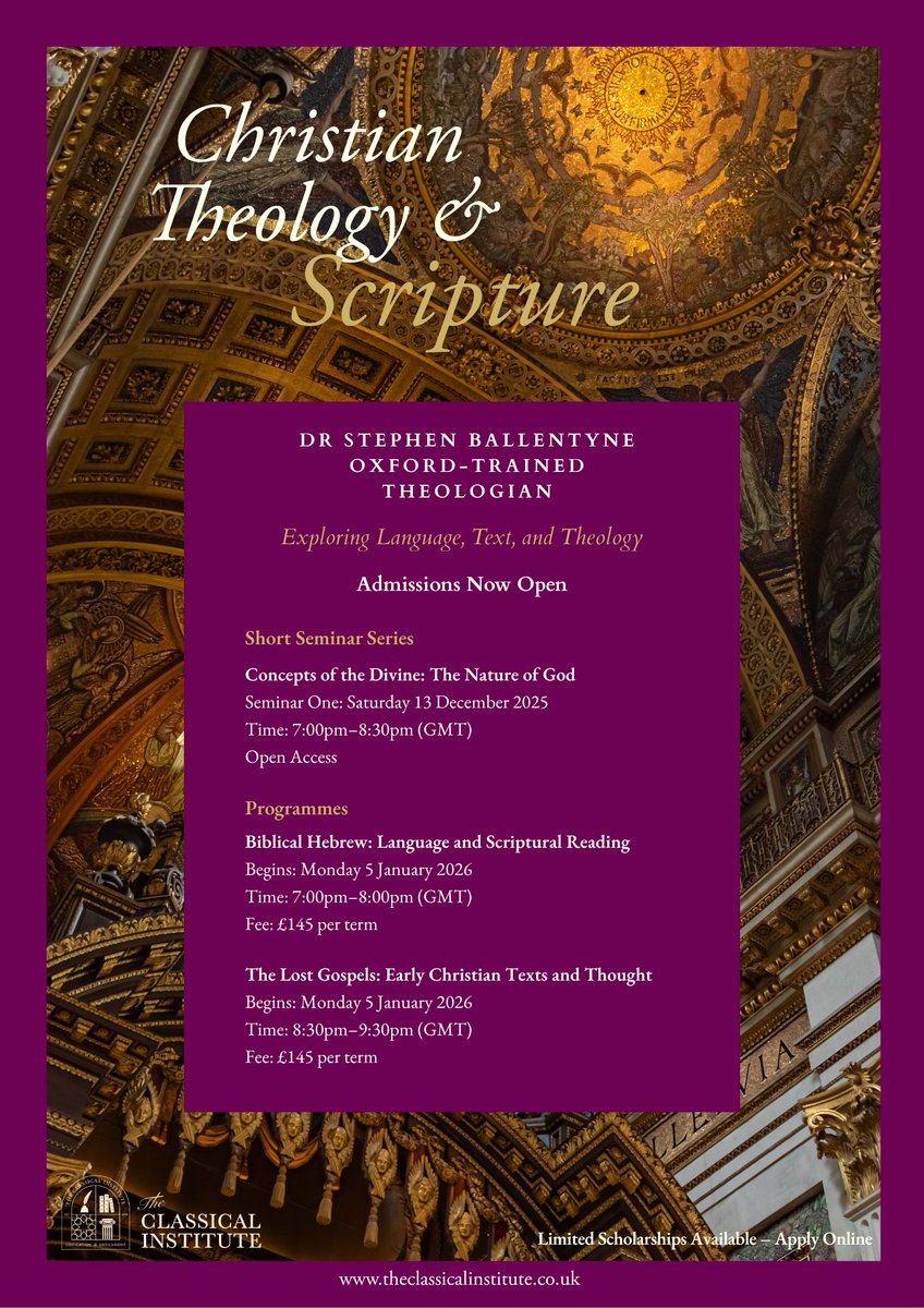 Dive deeper into Biblical waters...

Learn to read the Bible in its original languages and discover what early Christians really believed, in these online courses at The Classical Institute.

Enrol: theclassicalinstitute.co.uk/christian-theo…