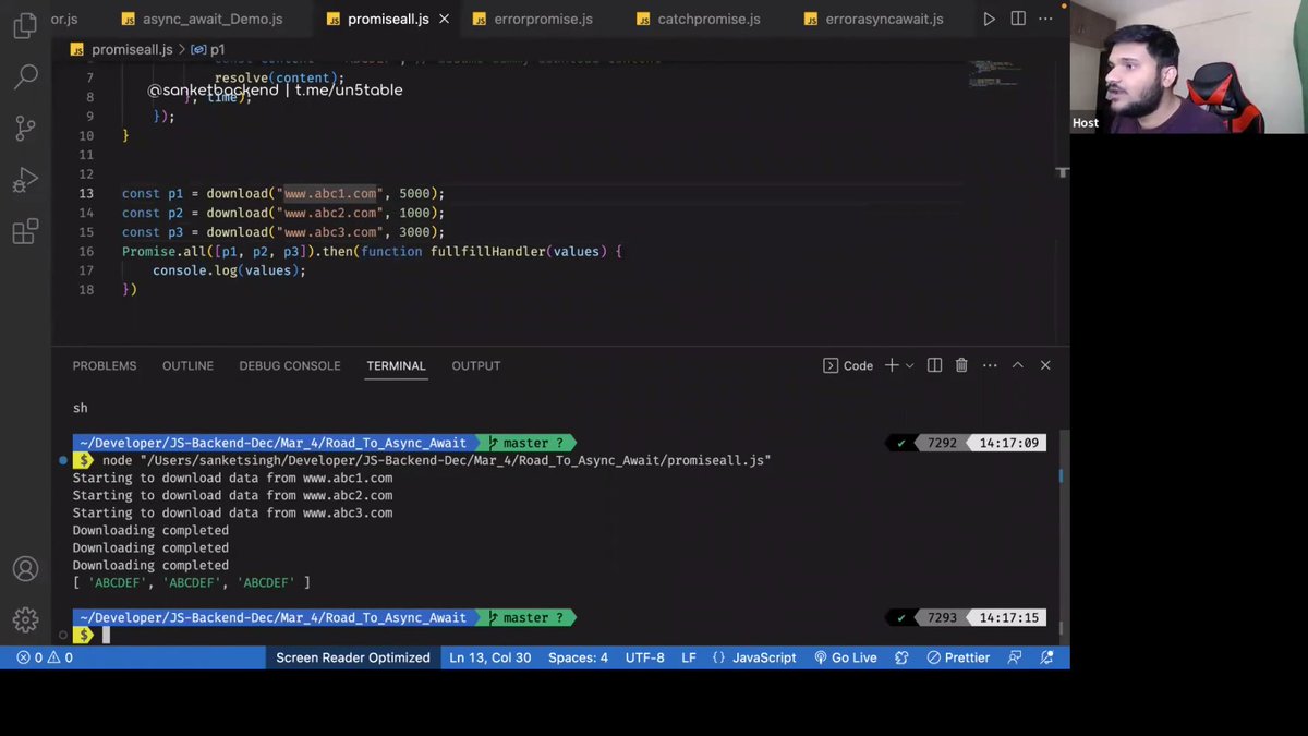 nigam75787's tweet image. Today I explored async/await, generators, “await hell,” and Promise.all in JavaScript. Feeling more confident handling async code now! 🚀 #JavaScript #AsyncAwait #WebDevelopment