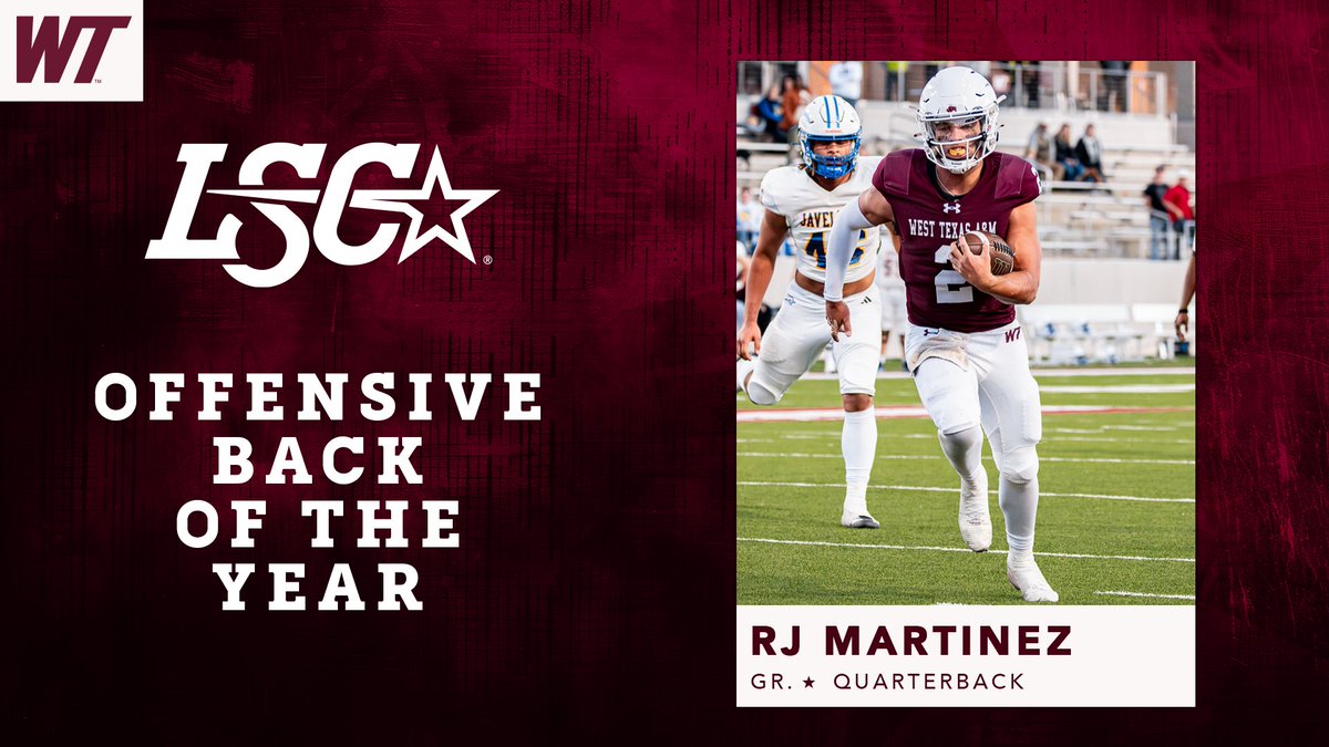 LoneStarConf's tweet image. West Texas A&amp;amp;M&apos;s RJ Martinez is the 2025 Lone Star Conference Football Offensive Back of the Year. 🏈🤩

🔗 bit.ly/3JOwAFc

#LSCfb #D2fb