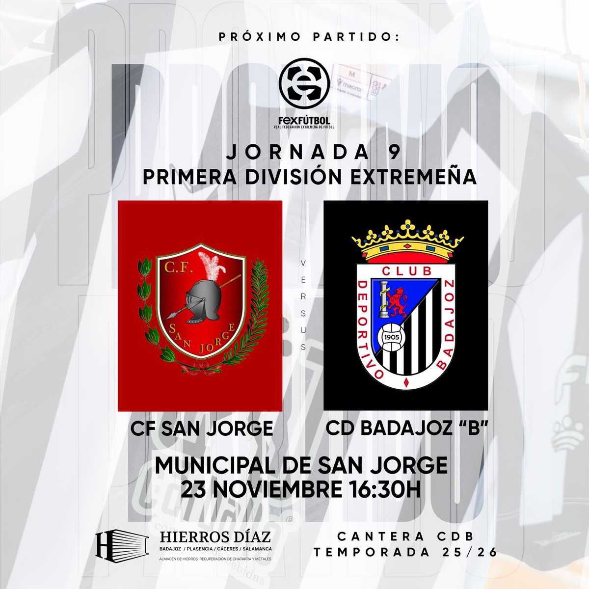 CDBLaAcademia's tweet photo. 𝗣𝗥𝗢́𝗫𝗜𝗠𝗢 𝗣𝗔𝗥𝗧𝗜𝗗𝗢 ☑️
𝗙𝗜𝗟𝗜𝗔𝗟 𝗖𝗗 𝗕𝗔𝗗𝗔𝗝𝗢𝗭 ⚽️

🆚 CF San Jorge
🏆 Jornada 9 Primera División Extremeña
📍 Municipal de San Jorge
📅 Domingo, 23 de noviembre
⏰ 16:30

#FilialCDBadajoz https://t.co/WzJeeKSMkb