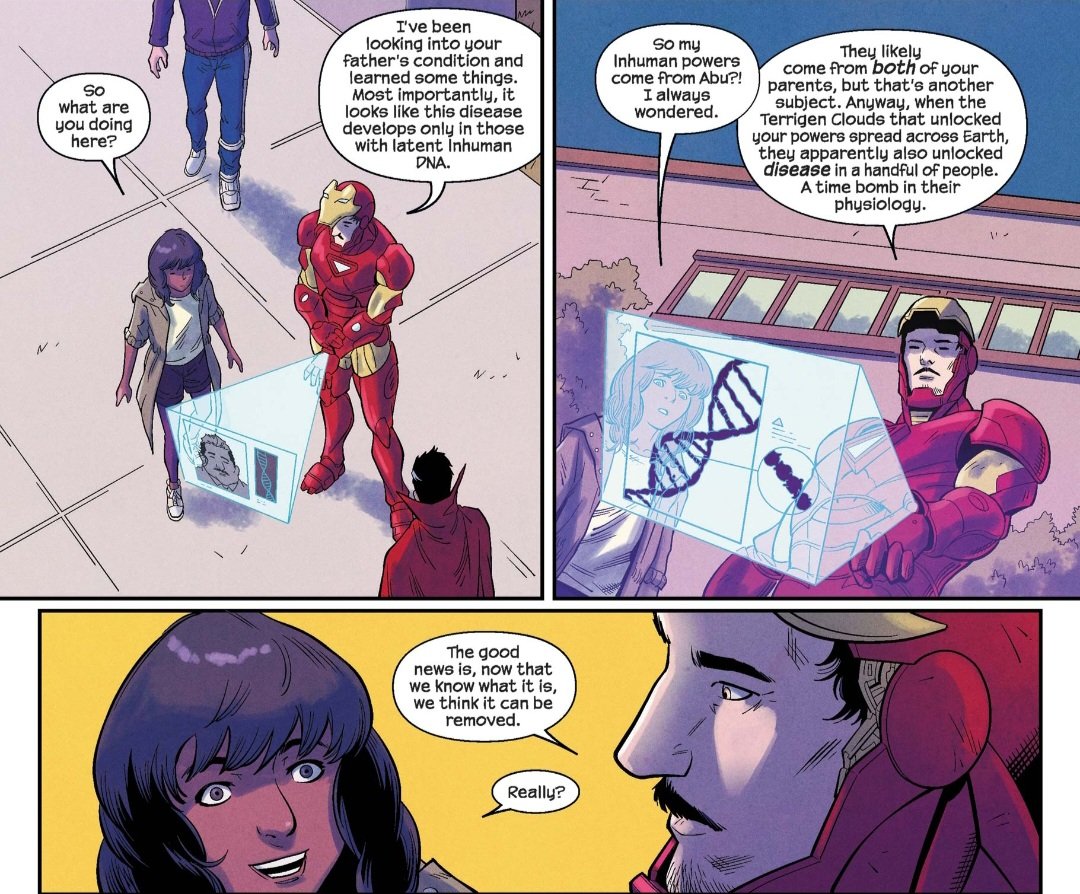 EmbiggenedFan's tweet image. Obviously, Iron Man is far from a saint, but he truly cares deeply for Kamala. I think their relationship is really sweet.