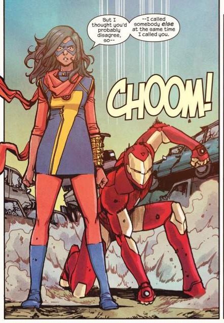 EmbiggenedFan's tweet image. Obviously, Iron Man is far from a saint, but he truly cares deeply for Kamala. I think their relationship is really sweet.