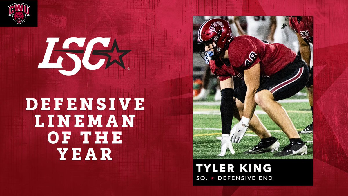 LoneStarConf's tweet image. Central Washington&apos;s Tyler King is the 2025 Lone Star Conference Football Defensive Lineman of the Year. 🏈🤩

🔗 bit.ly/3JOwAFc

#LSCfb #D2fb
