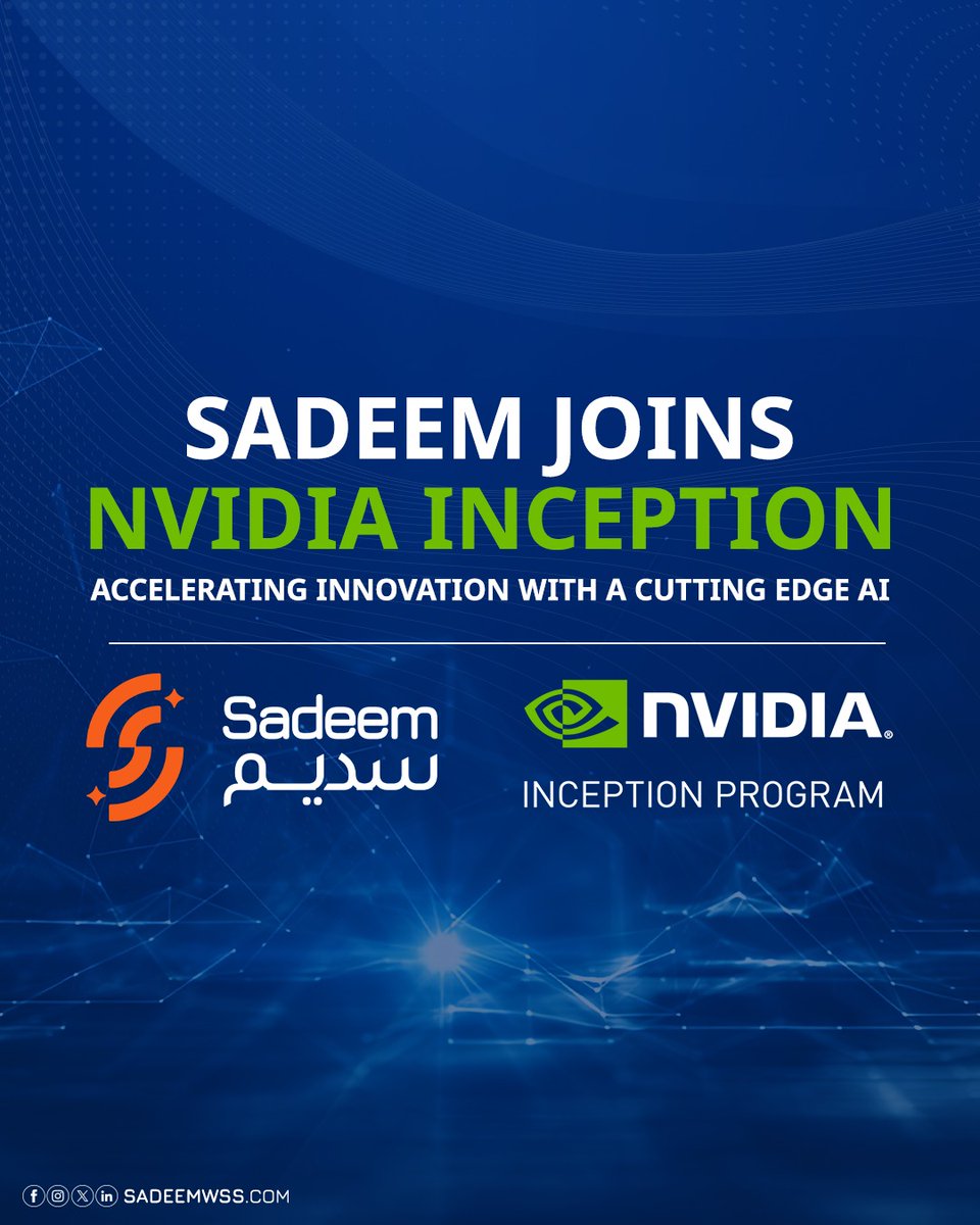 sadeem_wss's tweet image. We are thrilled to announce that Sadeem has been accepted into the prestigious @nvidia Inception program!

We look forward to collaborating with NVIDIA and expanding our technological horizons!
#Sadeem #NVIDIAInception #AI #Startup #Tech #DeepLearning #Innovation