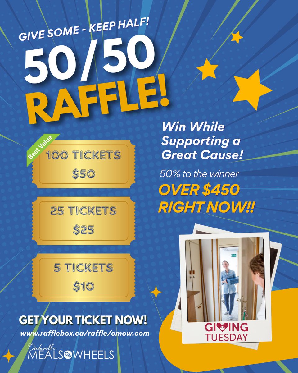 💚 This Giving Season: Give Some, Keep Half! 💙
Join our 50/50 raffle and help us drive care into the community. 🍽️✨
Right now, the winner would take home over $450… and the more tickets you buy, the bigger the jackpot grows! 🎉💰
Every ticket helps support our mission, and