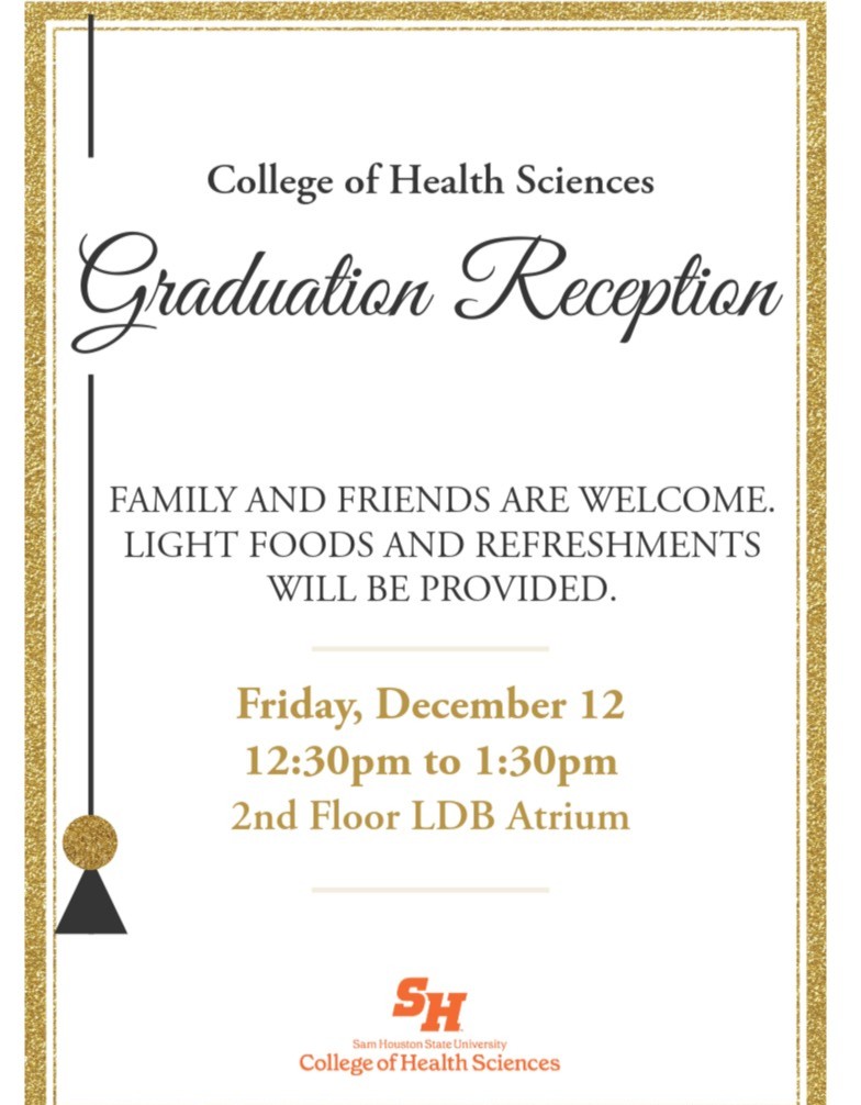 🎓 Celebrate your journey with the College of Health Sciences! Stop by the Graduation Reception on December 12 from 12:30–1:30 p.m. in the LDB Atrium. 💙🧡